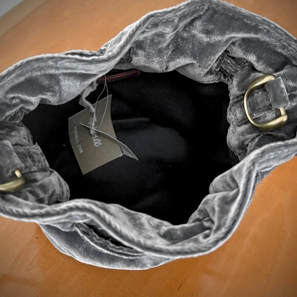 Madewell NWT Velvet Mini Drawstring Bag in Grey - Picture 7 of 12